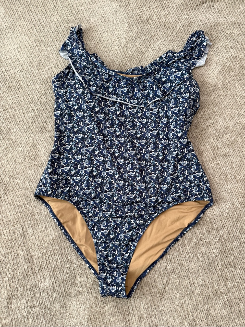 Mimi & August XL Blue Floral Ruffle One Piece Swimsuit Recycled Nylon